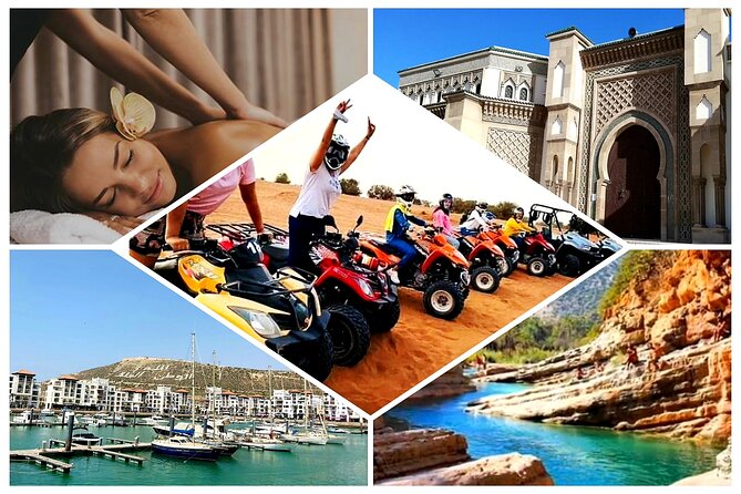 4 excursions in 1 pack = city tour + hammam massage + quad or buggy + paradise - Day one: Agadir’s marina, hilltop, mosque, and markets