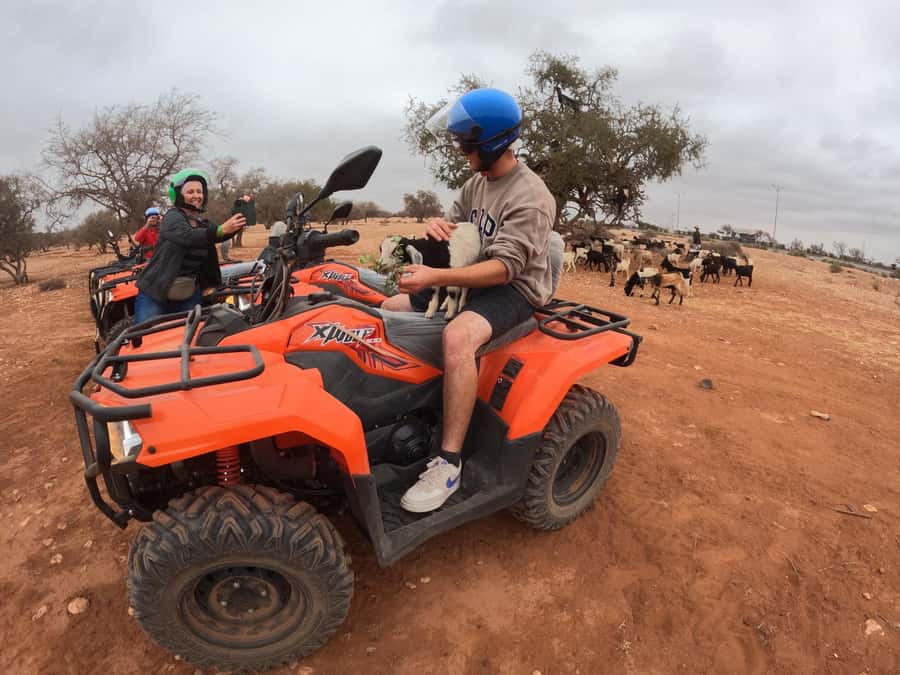 Agadir: Agafay Desert Quad Biking With Goats On The Tree - Getting comfortable on the quad before the rough tracks