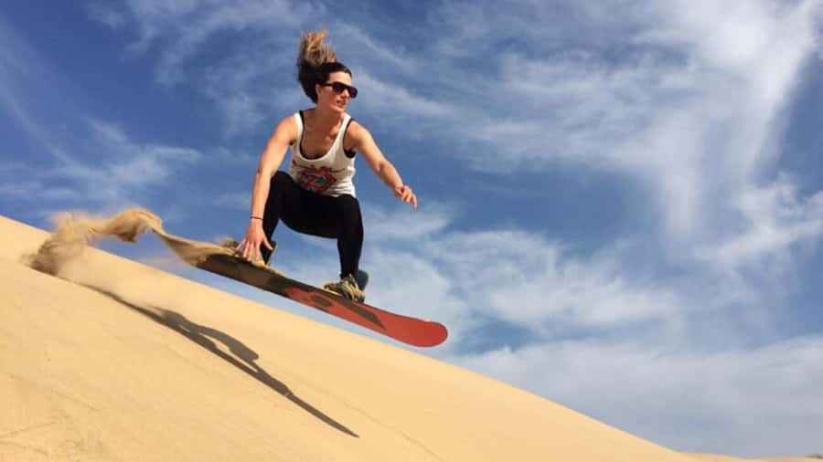 Agadir/Taghazout: Desert Sandboarding & Visit to the Canyon - Learning to sandboard for the first time