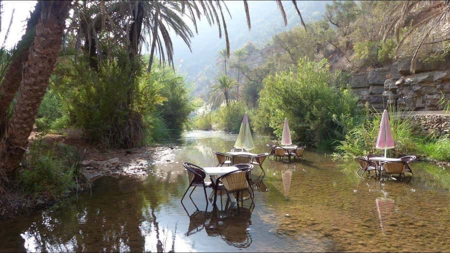 Agadir: Timlaline Desert and Paradise Valley with Camel Ride - Paradise Valley, pools, palms, and the steep return