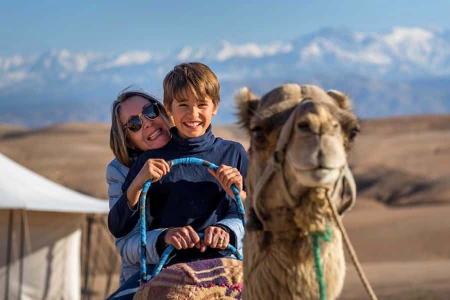 Agafay Tour: Sunset, Dinner, Camel ride, Quad and fire show - Sunset at the Agafay camp