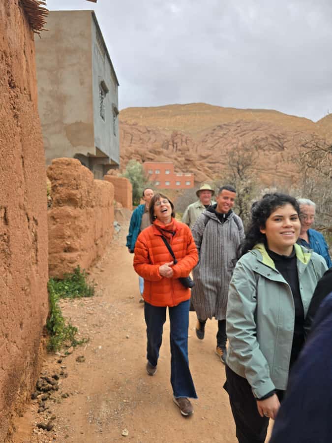 Atlas mountains hike with waterfalls & 3 valleys day trip - Walking Toward Armed Village