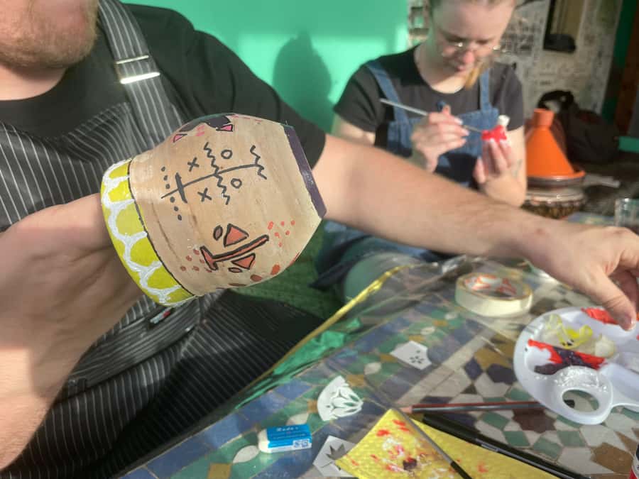 Creative Painting on Fes Pottery - The welcoming Dar Sunrise Fes setting