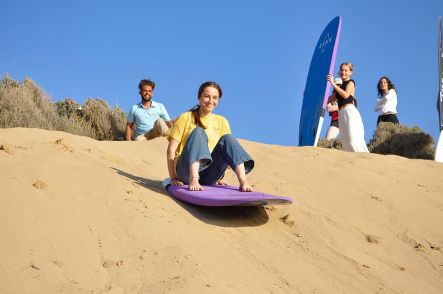 Essaouira Sandboarding & Sunset Picnic in a Berber tent - Sandboarding on Sidi Kaouki’s golden dunes