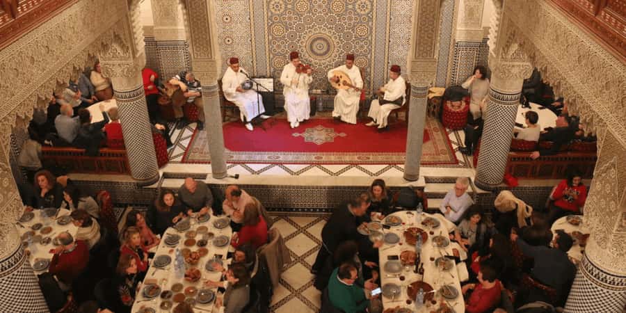 Fes : Unforgettable Dinner Show Experience with hotel pickup - The Moroccan meal begins with seven salads