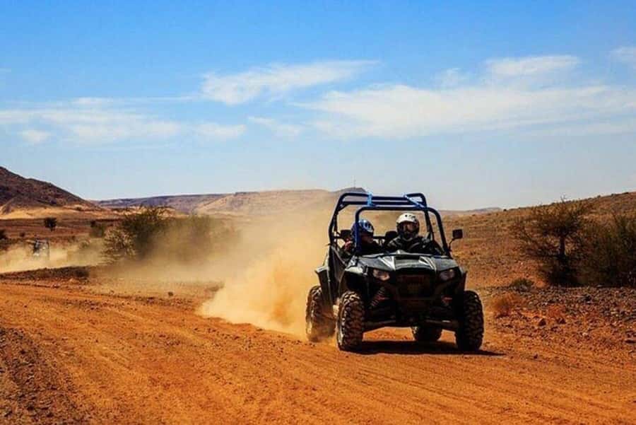 From Agadir/Taghazout: Buggy Safari Adventure & Moroccan Tea - Following the guide over rocky ground