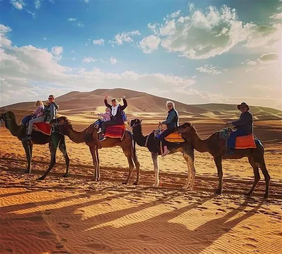 From Fes: 3-Day Luxury Desert Tour to Marrakech via Merzouga - The Merzouga camel ride and night in the dunes