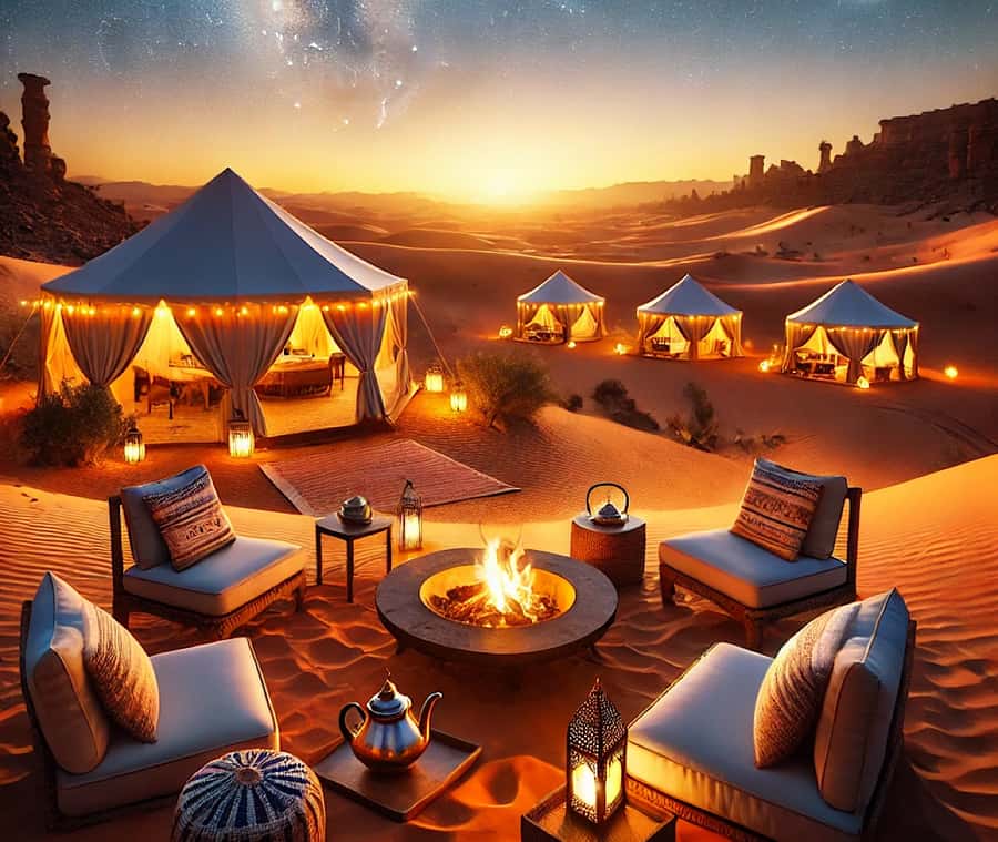 From Marrakech: Agafay Desert Dinner and Optional Camel Ride - Tea, argan oil, and Lake Takerkoust
