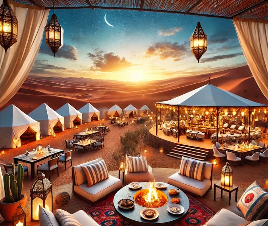 From Marrakech: Agafay Desert Dinner and Optional Camel Ride - Berber music, dancing, and the fire show