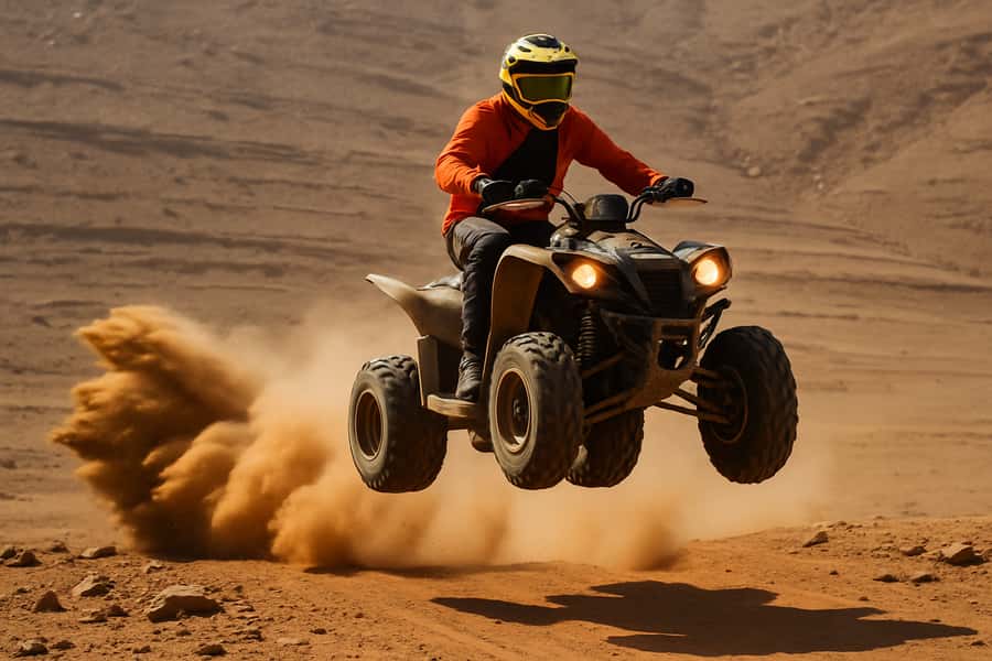 From Marrakech: Agafay Desert Quad Biking with Dinner & Show - Getting comfortable on the quad bikes
