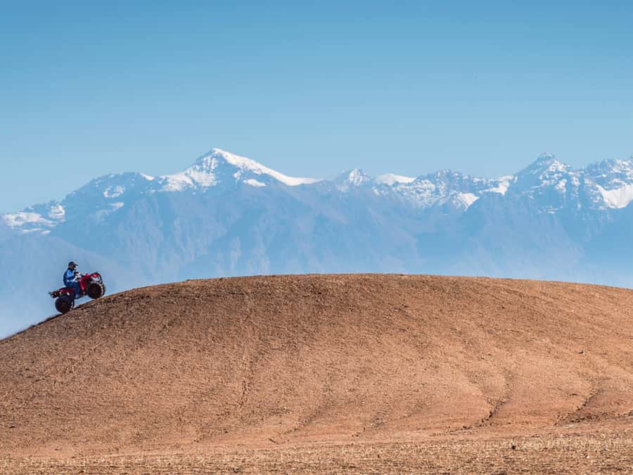 From Marrakech: Agafay Desert Sunset, Quad Biking, & Dinner - Quad biking or camel riding across Agafay