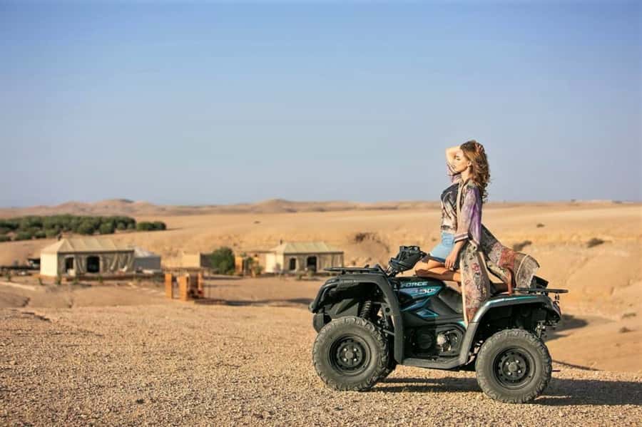From Marrakech: Agafay Desert Sunset, Quad Biking, & Dinner - Candlelit dinner under nomadic tents