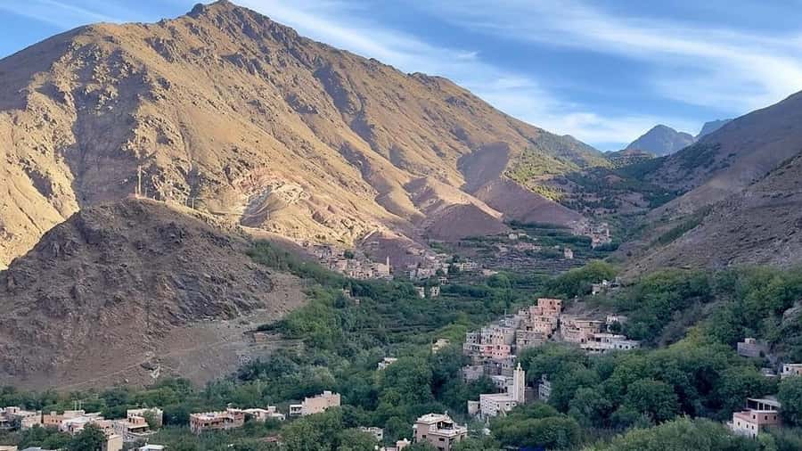 From Marrakech: Imlil Day Trip & lunch in Local Family house - Waterfalls and views toward Mount Toubkal