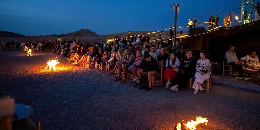 From Marrakech: Sunset Desert Tour with Camel Ride & Dinner - Tea, dinner, and the camp atmosphere