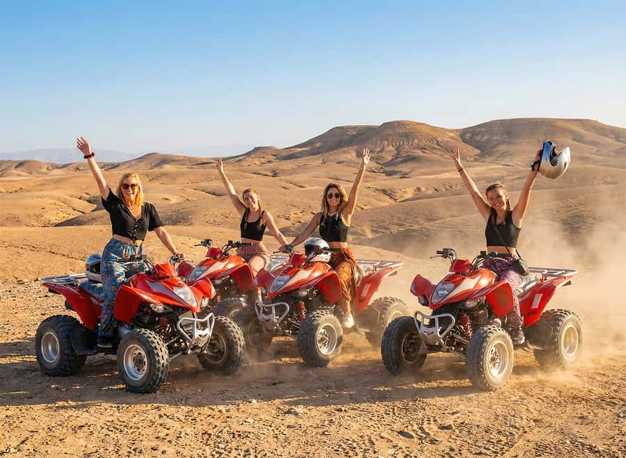 Marrakech: Agafay Desert: Camel ride Quad Bike, Dinner show - Leaving Marrakech in an air-conditioned vehicle