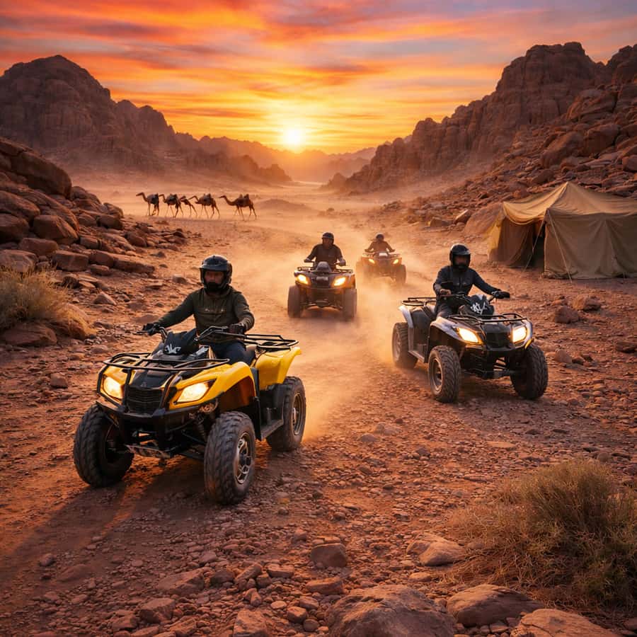 Marrakech: Agafay Desert Camel Ride & Quad with Dinner Show - Camel riding in Agafay, with views instead of Sahara dunes