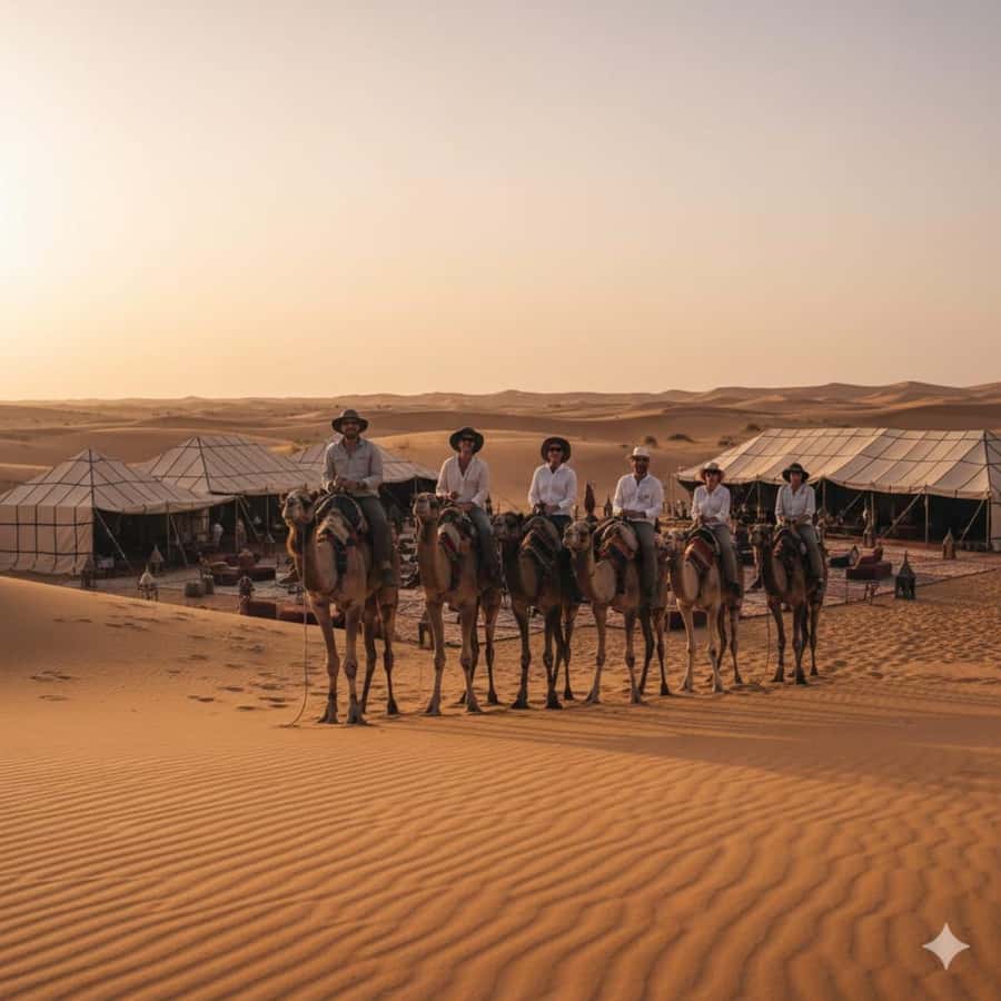 Marrakech: Agafay desert camel ride with dinner & spectacle - Tea at the camp while daylight fades