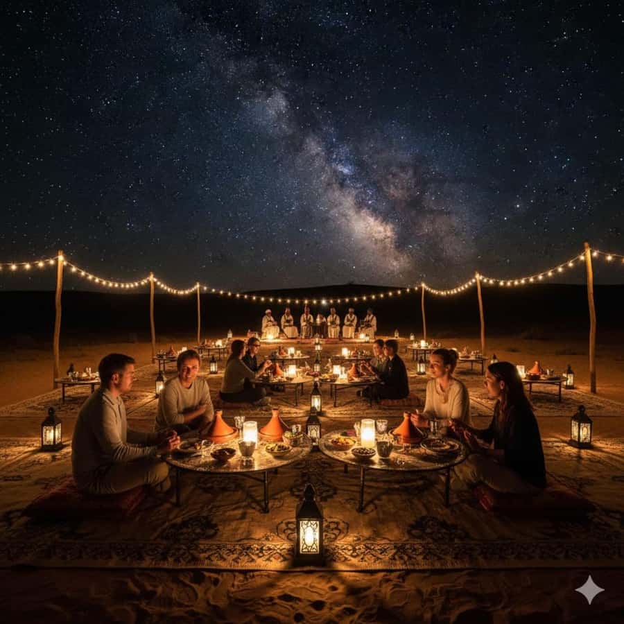 Marrakech: Agafay desert camel ride with dinner & spectacle - Dinner under the stars