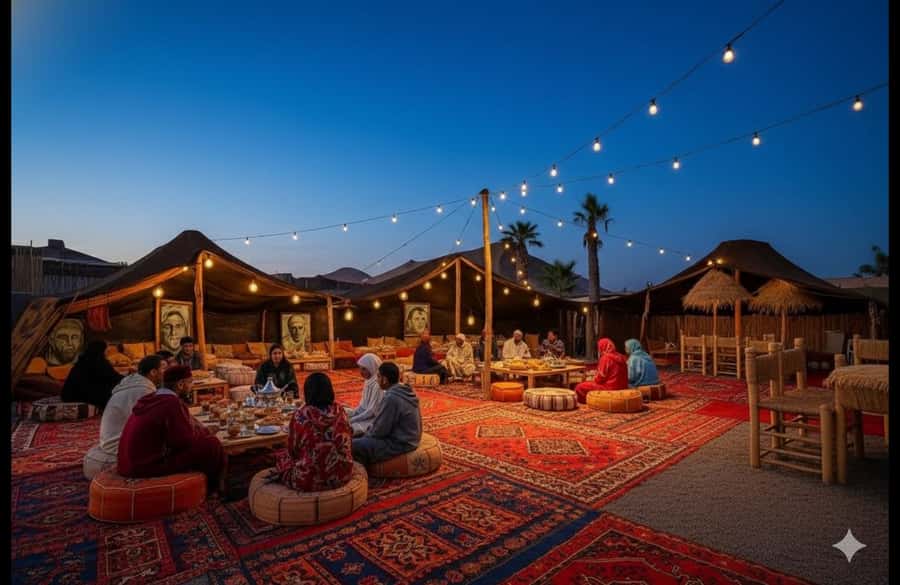 Marrakech: Agafay desert camel ride with dinner & spectacle - Music, dancing, and the fire show
