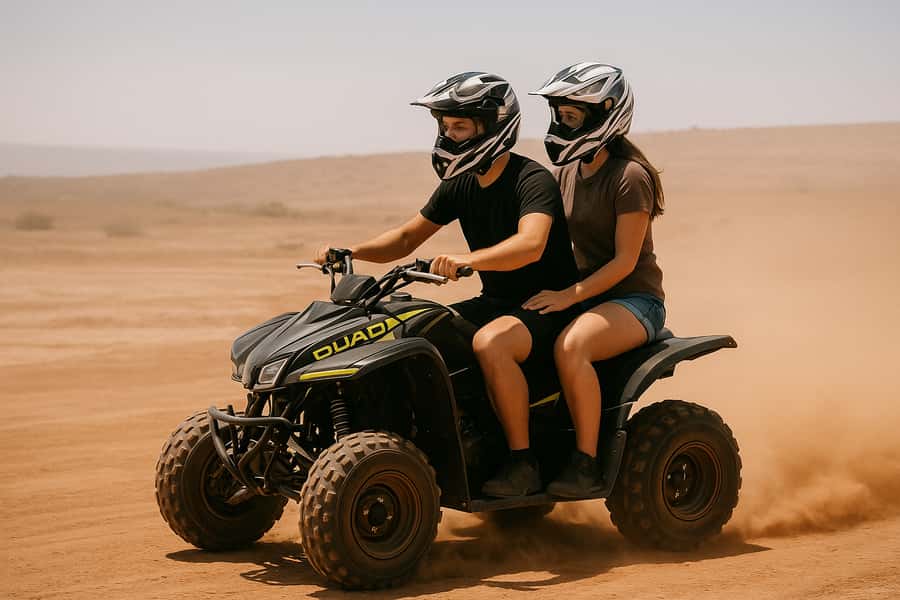 Marrakech: Agafay Desert Quad Bike with Camels & Dinner Show - Quad biking with one bike shared by two people