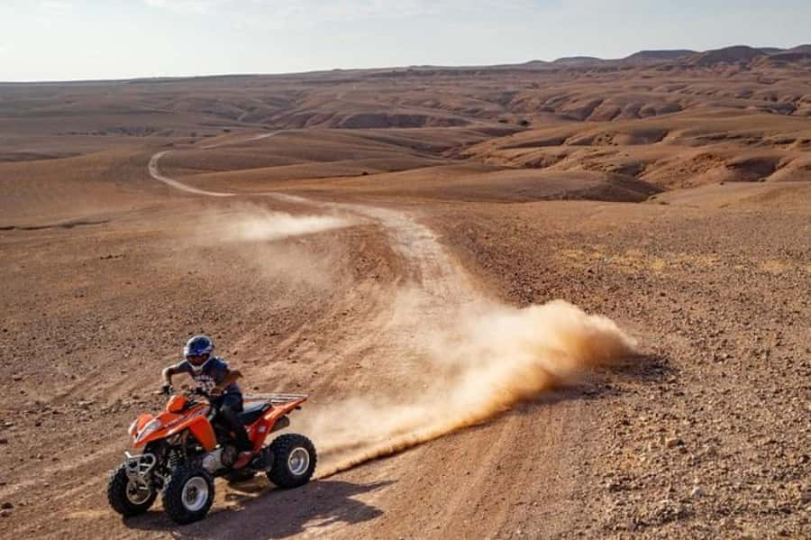 Marrakech: Agafay Desert Quad Biking Tour with Dinner-Show - One hour across the Agafay Desert