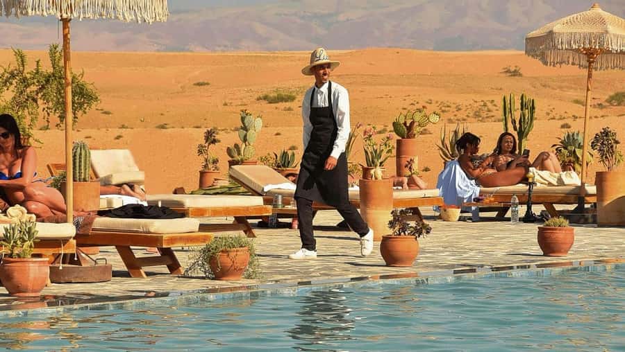 Marrakech: Agafay Desert Quad Camel Rides, Pool, Dinner Show - Sunset camel riding and desert photographs