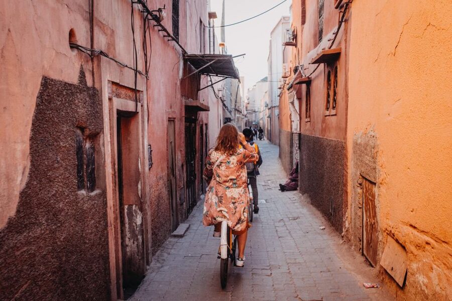Marrakech: Cultural Bicycle Tour with Pastry and Tea - The Royal Palace from public gardens