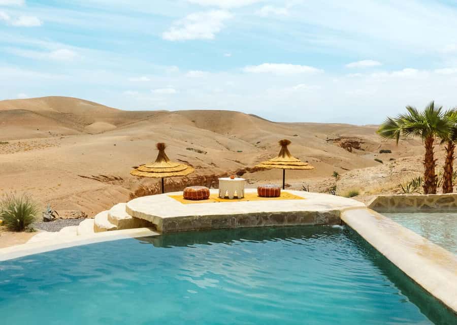 Marrakech: Day Pass in The Desert, swimming pool and lunch - Arriving at the Agafay pool camp