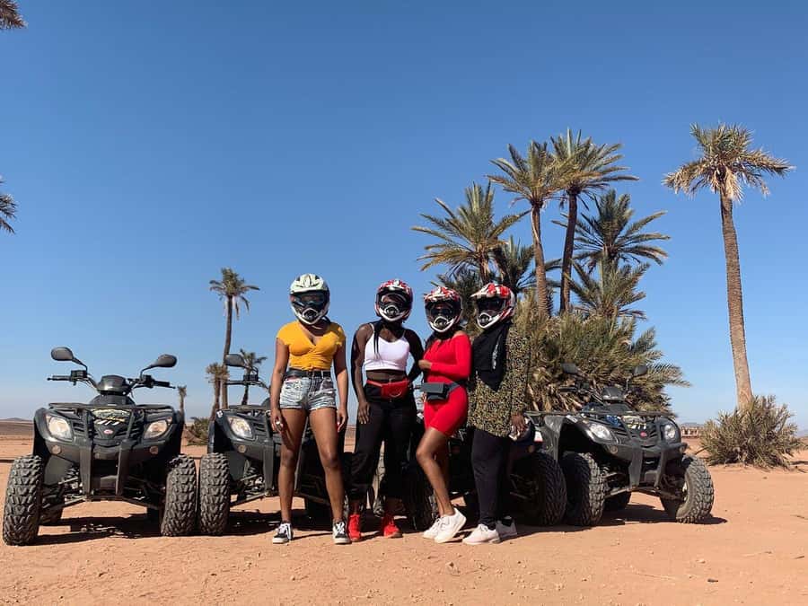 Marrakech: Desert and Palm Grove Sunset Quad Tour with Tea - The tea stop with bread, honey, and olives