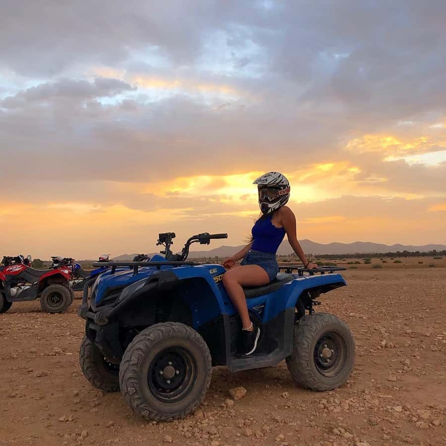 Marrakech: Desert and Palm Grove Sunset Quad Tour with Tea - From Marrakech hotel to the Palmeraie
