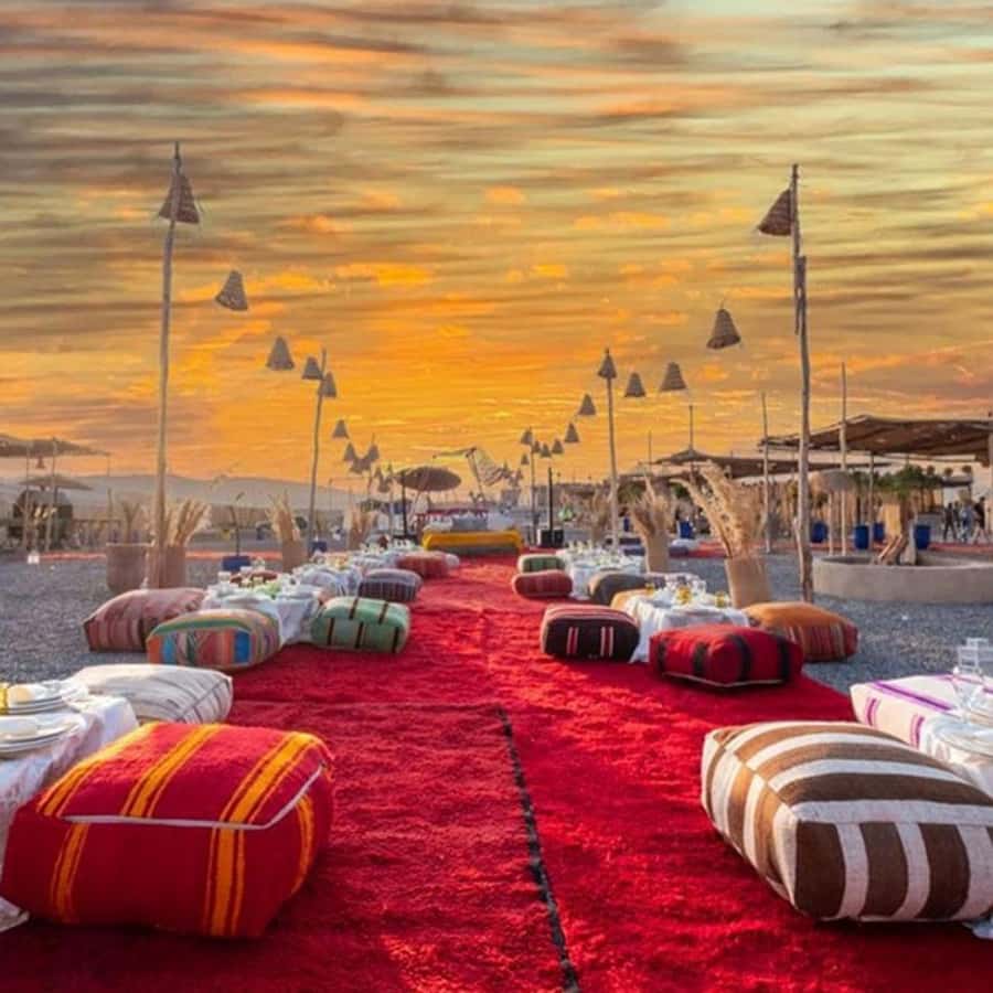 Marrakech: Desert Tour with Dinner, Show and Camel Ride - Moroccan dinner under the stars