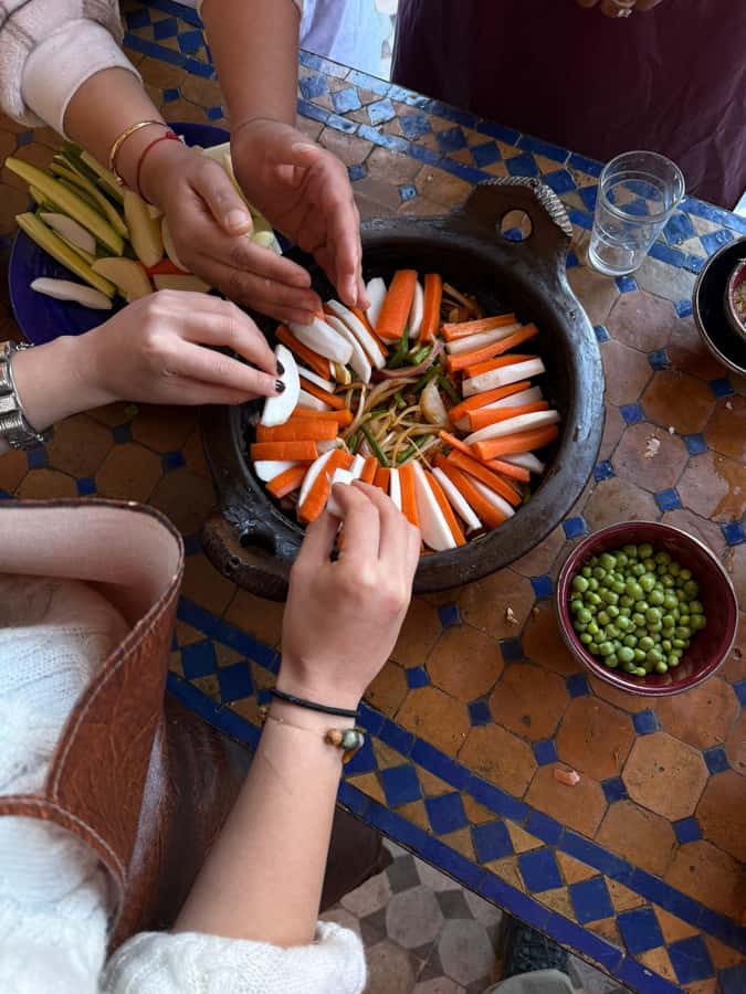 Marrakech: Moroccan Cooking Class with a Local Family - Preparing salads, briwat, and Moroccan starters