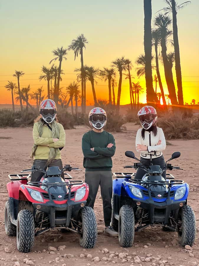 Marrakech: Palm Grove and Jbilat Desert Quad Bike Tour - Getting fitted with helmets and goggles