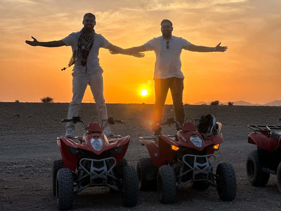 Marrakech: quad Adventure at the Dunes of the palmery desert - Getting Set Up on the Quad Bikes