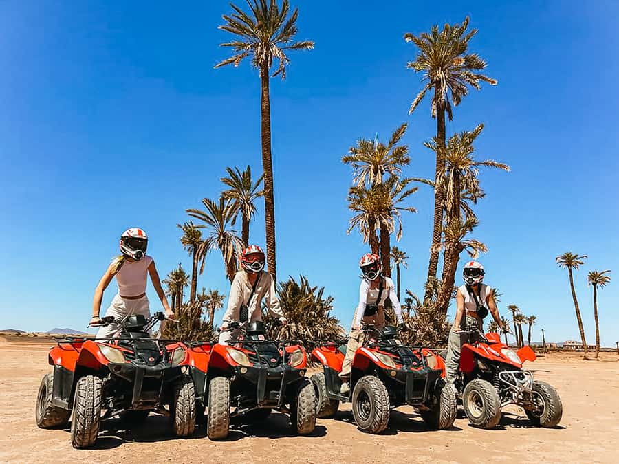 Marrakech: Quad Bike Tour to Palm Oasis and Jbilat Desert - Getting ready: helmets, goggles, and a short practice run