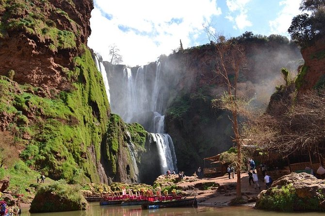 Marrakech To Waterfalls Ouzoud Day trip - The boat ride beneath the falling water