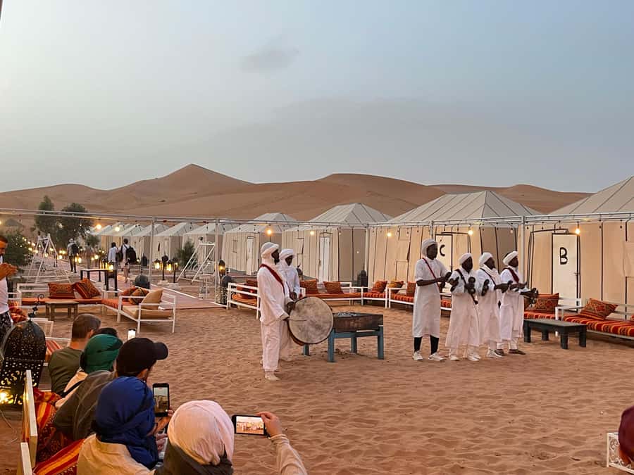 Merzouga: 1-Night in the luxury camp. camel ride & Dinner - Sunset, sandboarding, and the first look at camp