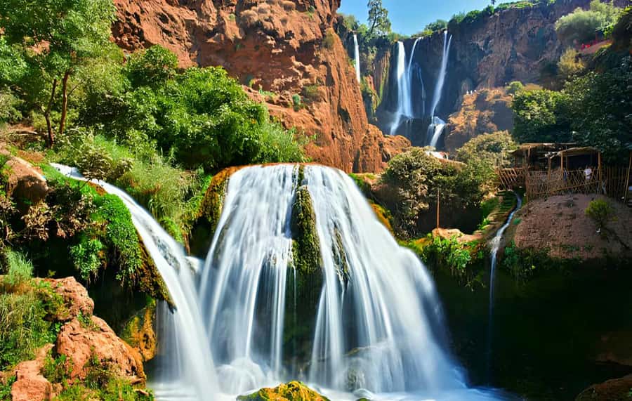 Ouzoud Waterfalls: Majestic Guided Hike and Adventure - The boat ride beneath the falls
