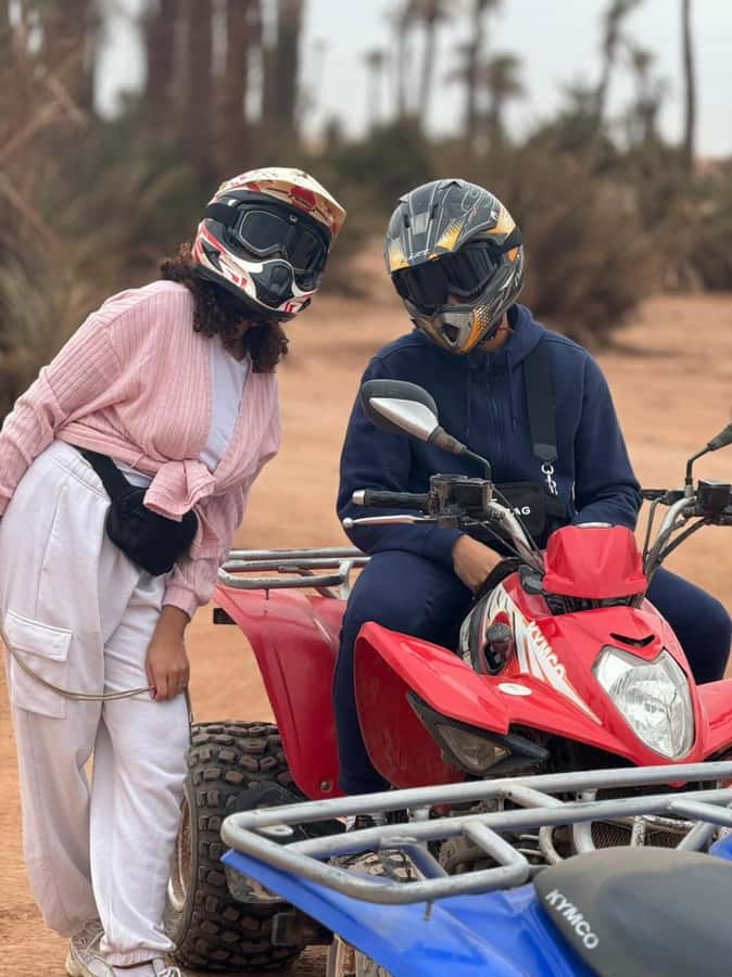 Palmeraie Marrakech Camel Ride & Quad Bike Package Exprience - Safety briefing, helmets, and protective goggles