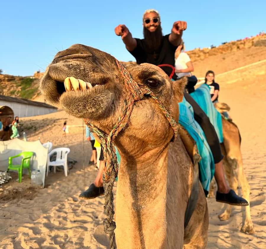 Tangier: Achakar Beach Sunset Camel Ride & Moroccan Dinner - Hercules Caves and the small cave visit